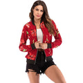 Fashion Casual Style Women Floral Print Long Sleeves Short Jacket