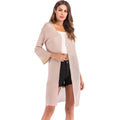 Fashion Long Length Solid Color Loose Pattern Knitted Single-breasted Cardigan