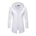 Men Cotton Solid Color Long Sleeves Hooded Long Outerwear