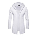 Men Cotton Solid Color Long Sleeves Hooded Long Outerwear