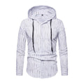 Hot Selling Men Cotton Stripes Printed Long Sleeves Casual Hooded Coat