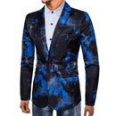 Latest Style Men Cotton Ink Painting Printed Long Sleeves Lapel Suit Jacket