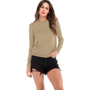 Women Fashion Autumn Winter Knitted Solid Color Pullover Tops