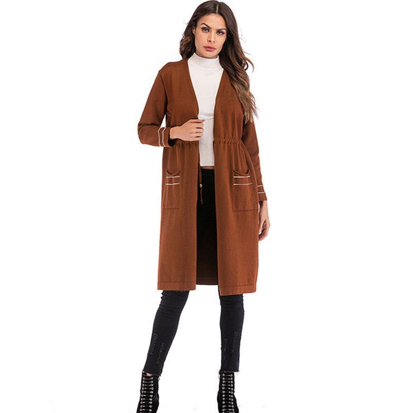 Fashion Hot Sale Solid Color Long Sleeves Lace-up Knitted Cardigan