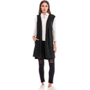 Women Fashion Solid Color Sleeveless Knitted Long Length Cardigan