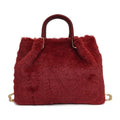 Elegant Women Chic Style Solid Color Metal Chain Handle Plush Bag