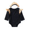 2 Pcs Set Baby Girls Cotton Lace Printed Long Sleeves Bodsuit And Headband