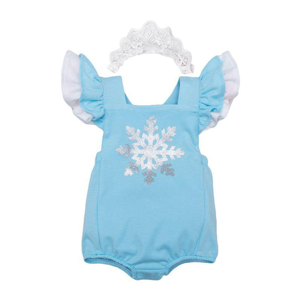 2 Pcs Set Toddler Girls Cotton Ruffle Sleeves Comfortable Bodysuit With Headband