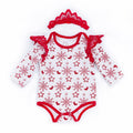 Christmas Baby Girls Cotton 2 Pcs Set Long Sleeves Printed Bodysuit And Headband