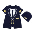 2 Pcs Set Toddler Boys Cotton Short Sleeves Police Batman Pattern Bodysuit And Hat