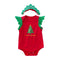 2 Pcs Set Cotton Christmas Toddler Girls Ruffle Sleeves Bodysuit And Lace Headband