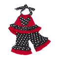 2 Pcs Set Baby Girls Cotton Lace Up Dots Printed Vest And Pants