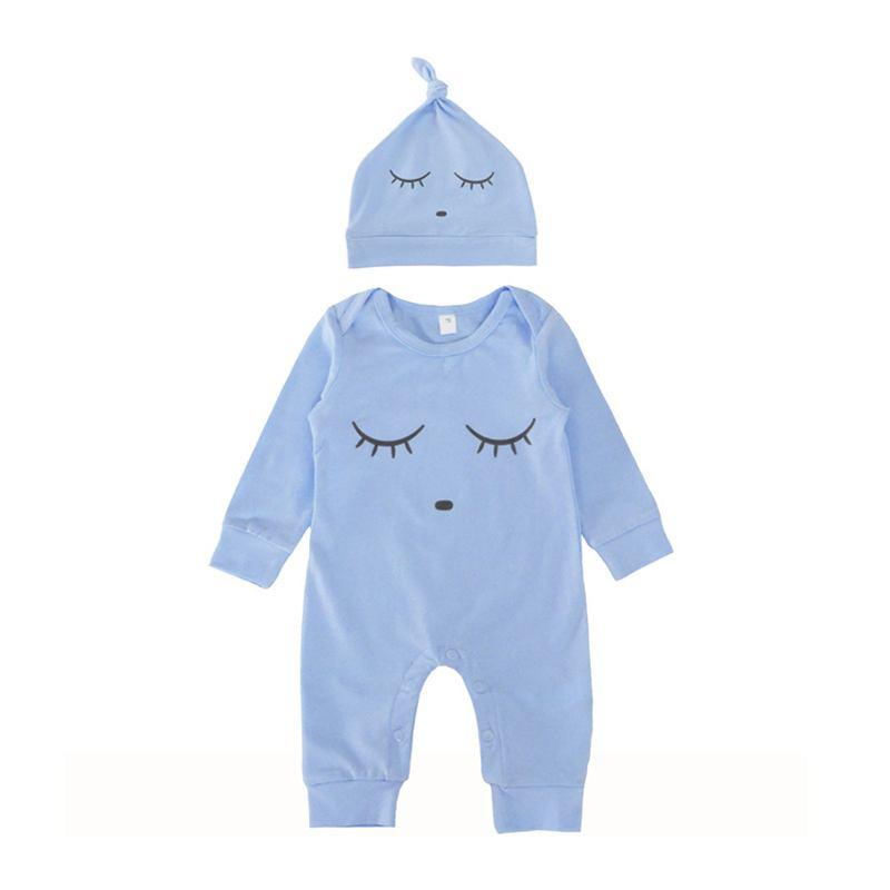 2 Pcs Set Newborn Long Sleeves Cute Romper And Hat