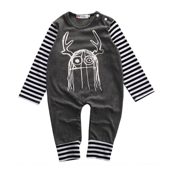 Newborn Long Sleeves Stripes Printed Romper