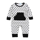 Newborn Long Sleeves Black Plus Sign Printed Romper