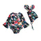 2 Pcs Set Baby Girls Floral Printed Long Sleeves Bodysuit  And Bunny Hat