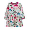 Girls Long Sleeves Floral Printed Cotton Dress