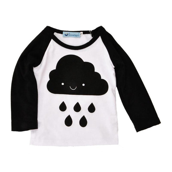 Kids Cotton Long Sleeves Patchwork Cloud Printed Tops