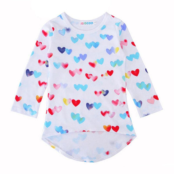 Girls Multicolor Heart Printed Long Sleeves Dress