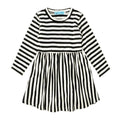 Girls Stripes Printed Long Sleeves Patchwork Casual Dress