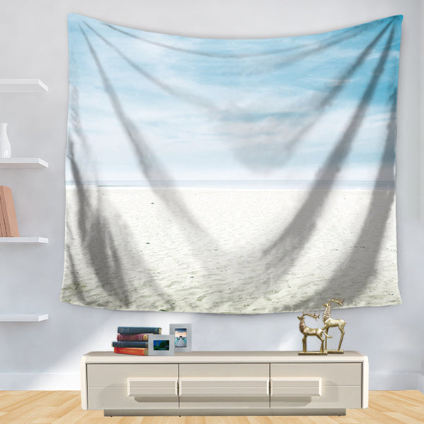 Factory Direct Sale Wall Hanging Thin Polyester Clear Blue Seaside Printed Picnic Yoga Mat Decorative Tapestries