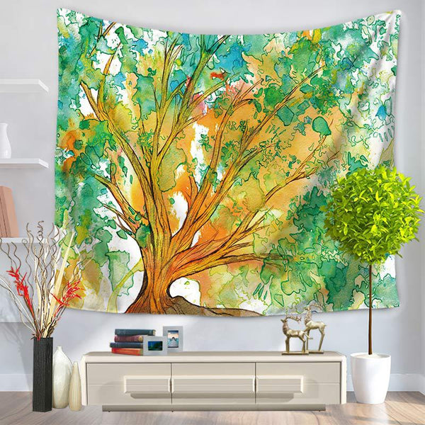 Hot Sale Wall Hanging Polyester Thin Personalized Tree Pattern Yoga Beach Mat Decorative Tapestry