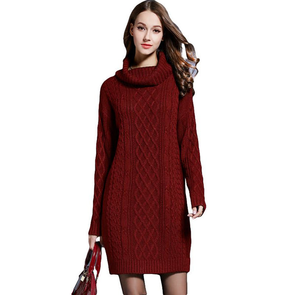 Hot Sale Long Length Women Knitting Sweater Dress