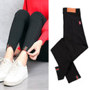 Winter Fleece Lined Loose Casual Fashion Simple Style Black Skinny Pants