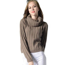 Women Turtle Neck Solid Color Short Sweater