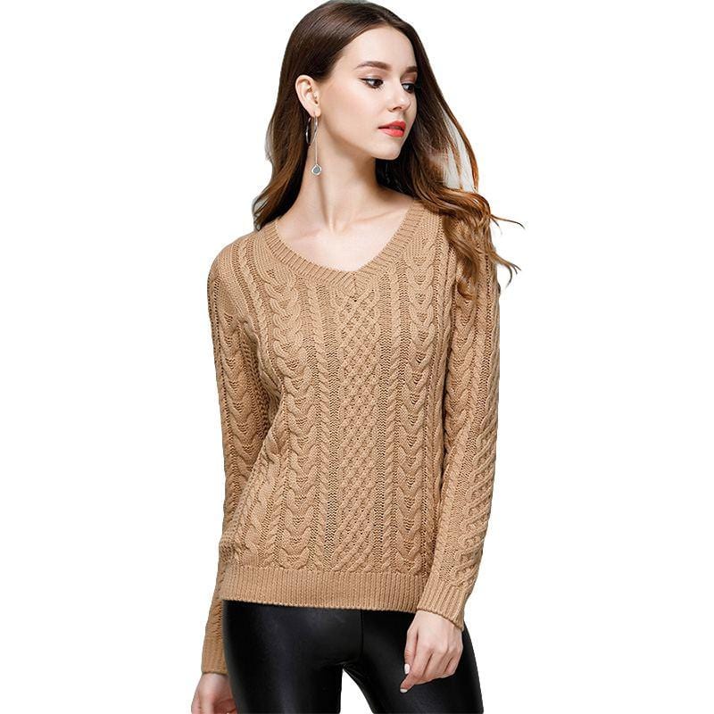 Women Autumn Winter Bottoming Knitwear Solid Color Sweater