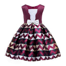 Elegant Girls Sleeveless Patchwork Wave Printed Princess Dress