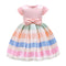 Cute Girls Short Sleeves Stripes Printed Tutu Princess Dress