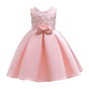 Girls Floral Embroidered Bowknot Tutu Princess Dress