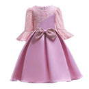 Elegant Girls Three Quarters Sleeve Lace Printed Princess Dress