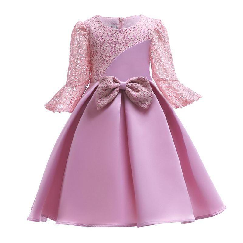 Elegant Girls Three Quarters Sleeve Lace Printed Princess Dress