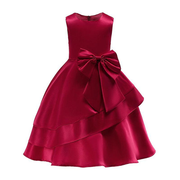 Girls Sleeveless Solid Color Elegant Princess Dress