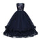 Elegant Girls Sleeveless Floral Embroidered Ceremonious Princess Dress