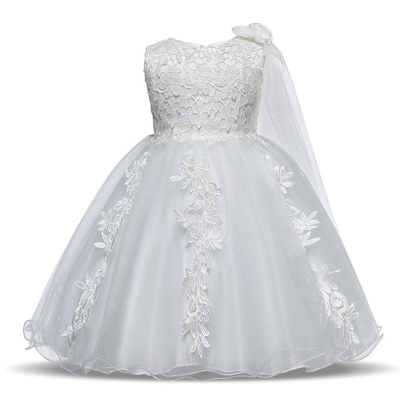 Pretty Girls Floral Embroidered Lace Cape Design Tutu Dress