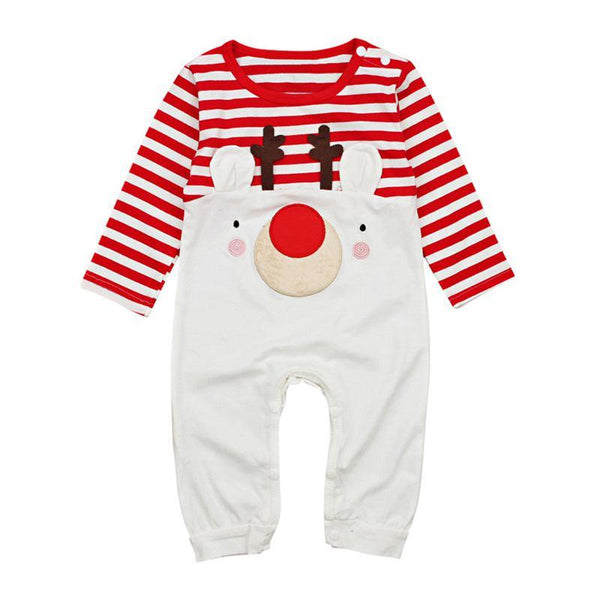 Christmas Babies Cute Elk Pattern Long Sleeves Romper