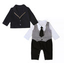 Baby Boys 2 Pcs Set Patchwork Handsome Romper And Outerwear