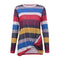 Women Fashion Multicolor Stripes Design Loose Pattern Knot Hemline T-shirt