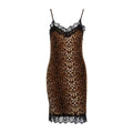 Women Sexy Lace Patchwork Leopard Print Slip Tight Dress