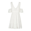 Fashion Women Sweet Cool Shoulder White Color Chiffon Dress