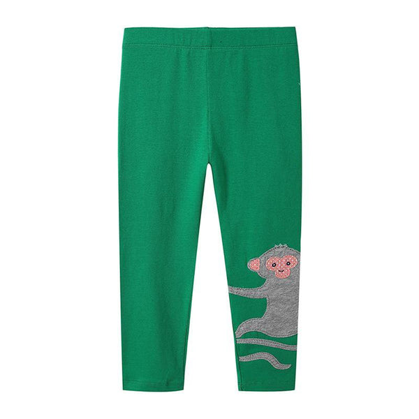 Girls Lovely Monkey Appliqued Casual Pants