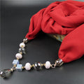 Women Crystal Beaded Necklace Fashion Solid Color Wrapped Scarf