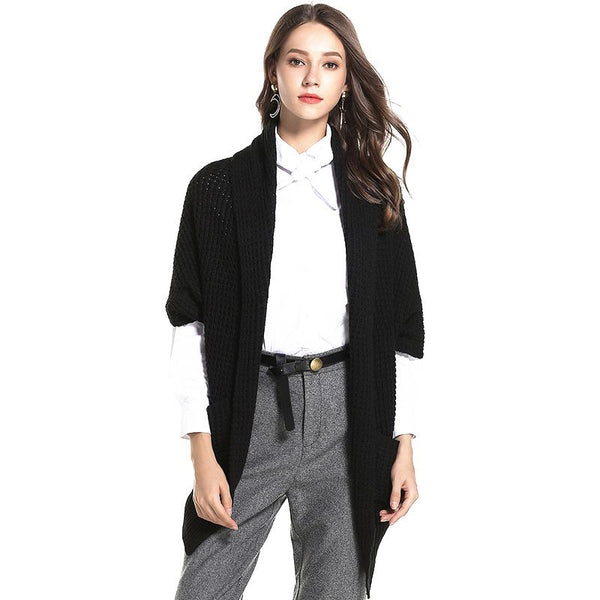 Classic Vintage Dolman Sleeves Design Elegant Women Knitted Cardigan