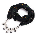 Fashion Solid Color Chiffon Scarf Bright Color Beads Pendant Necklace