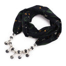 Fashion Solid Color Chiffon Scarf Bright Color Beads Pendant Necklace