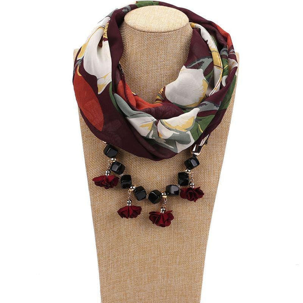 Women Elegant Little Flower Pendant Fashion Floral Printed Scarf