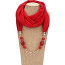 Good Quality Acrylic Beaded Necklace Women Solid Color Chiffon Scarf
